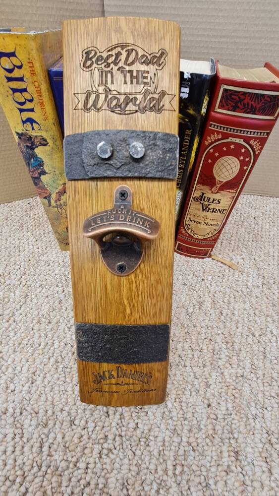 Personalised Beer Opener - Wall mounted,made from Oak Aged Whiskey