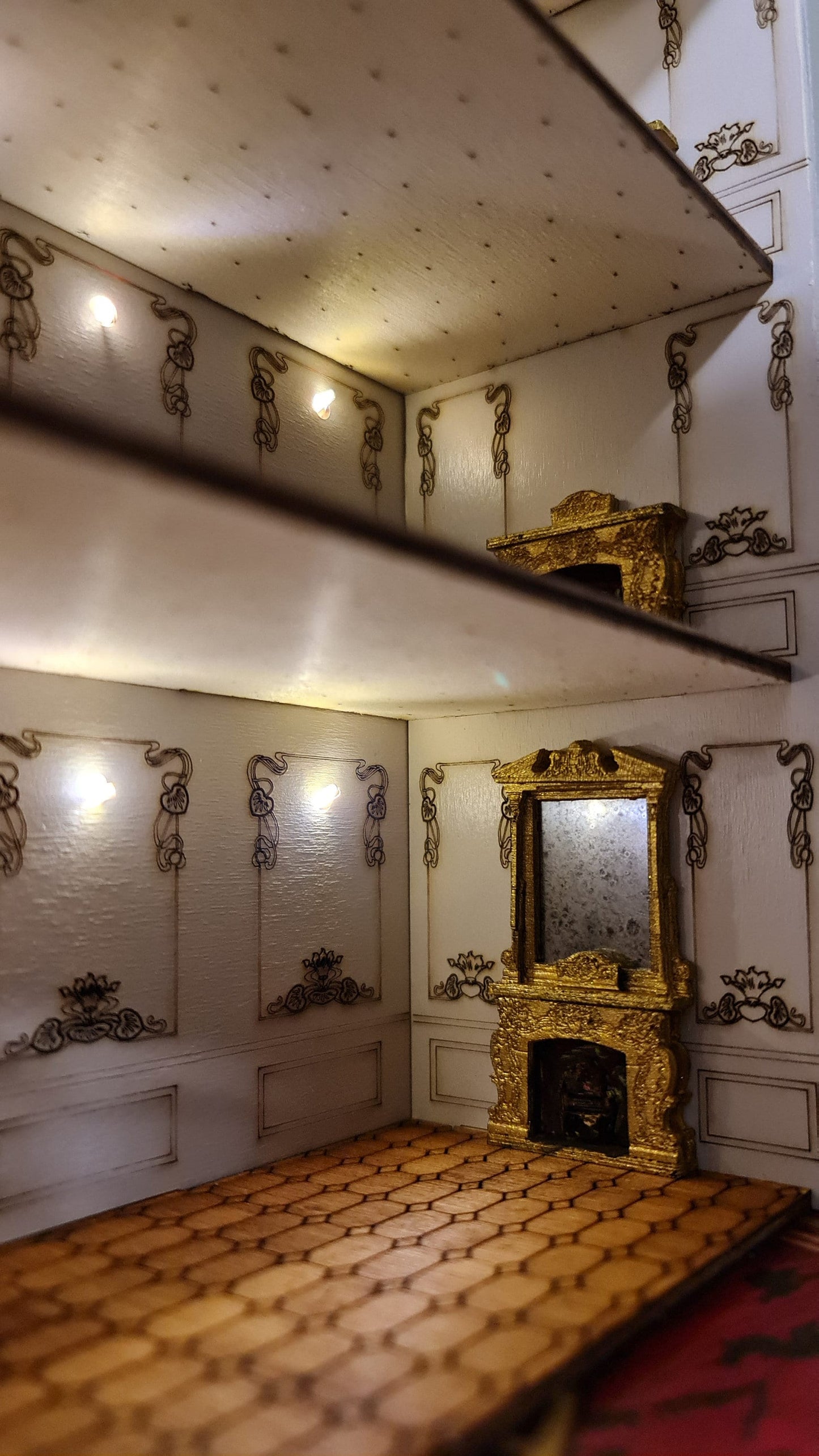 Baroque Fireplace set of 3 Kit, 1:48th scale, Miniature furniture