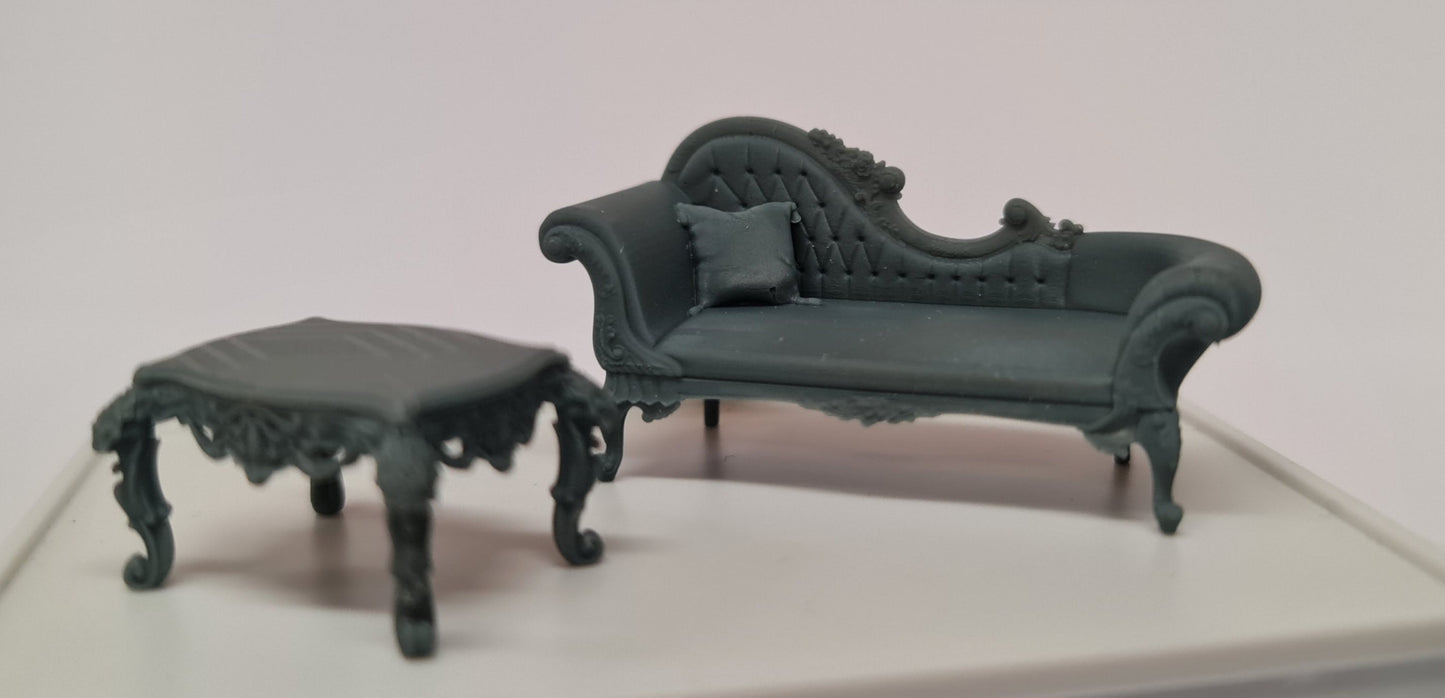 Baroque Furniture Set 3D printed in 1;48th scale