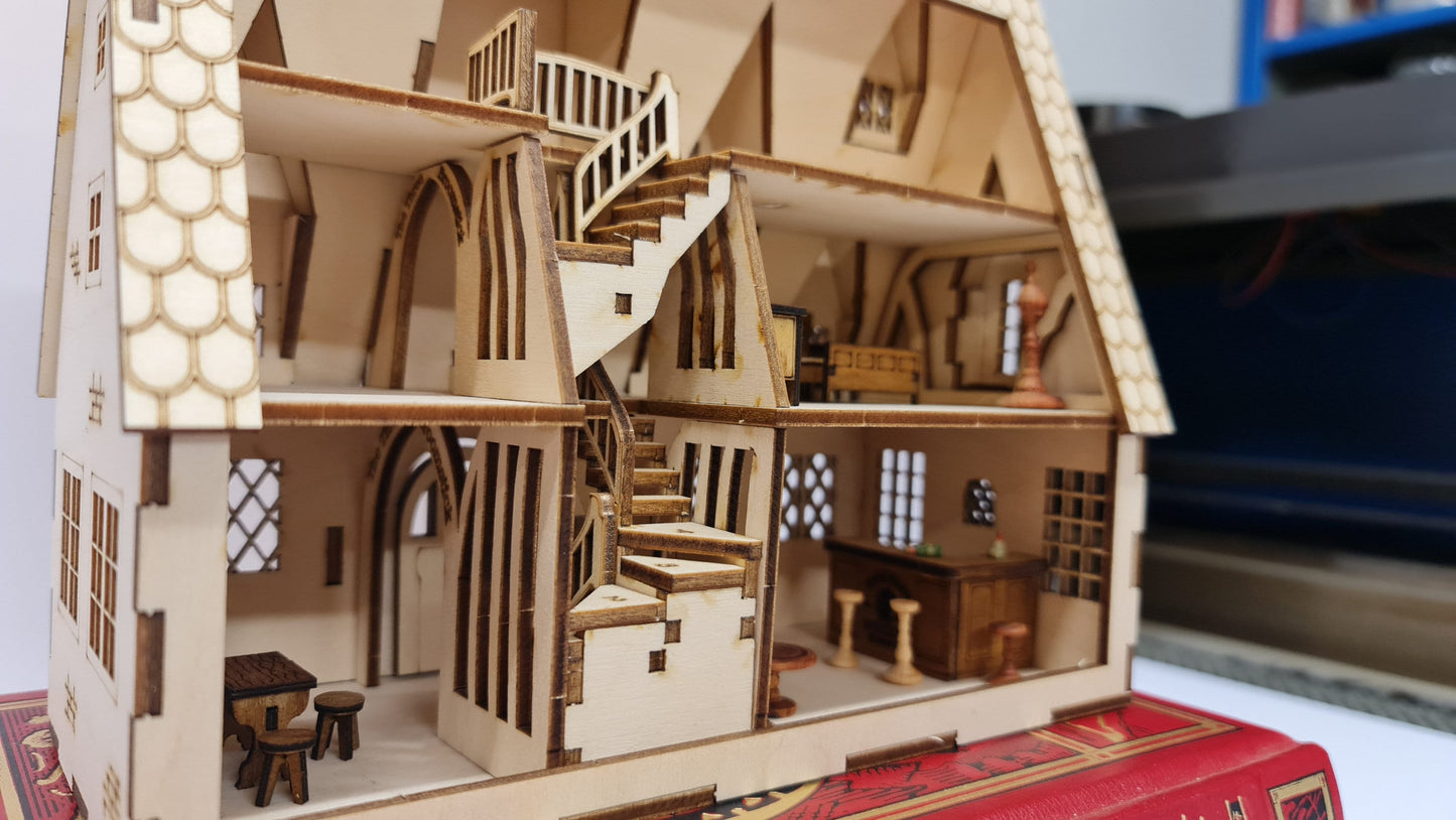 The Wizard's Inn - WITH INTERIOR-DIY Kit 1:48th Scale, dollhouse , Miniature kit model