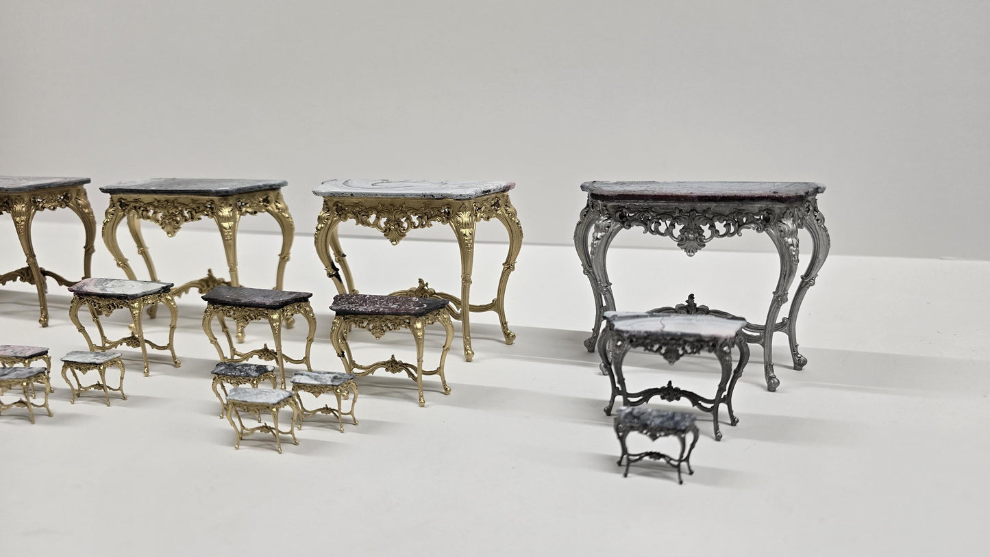 Baroques Side Table - 3D Printed, Miniature, Unpainted