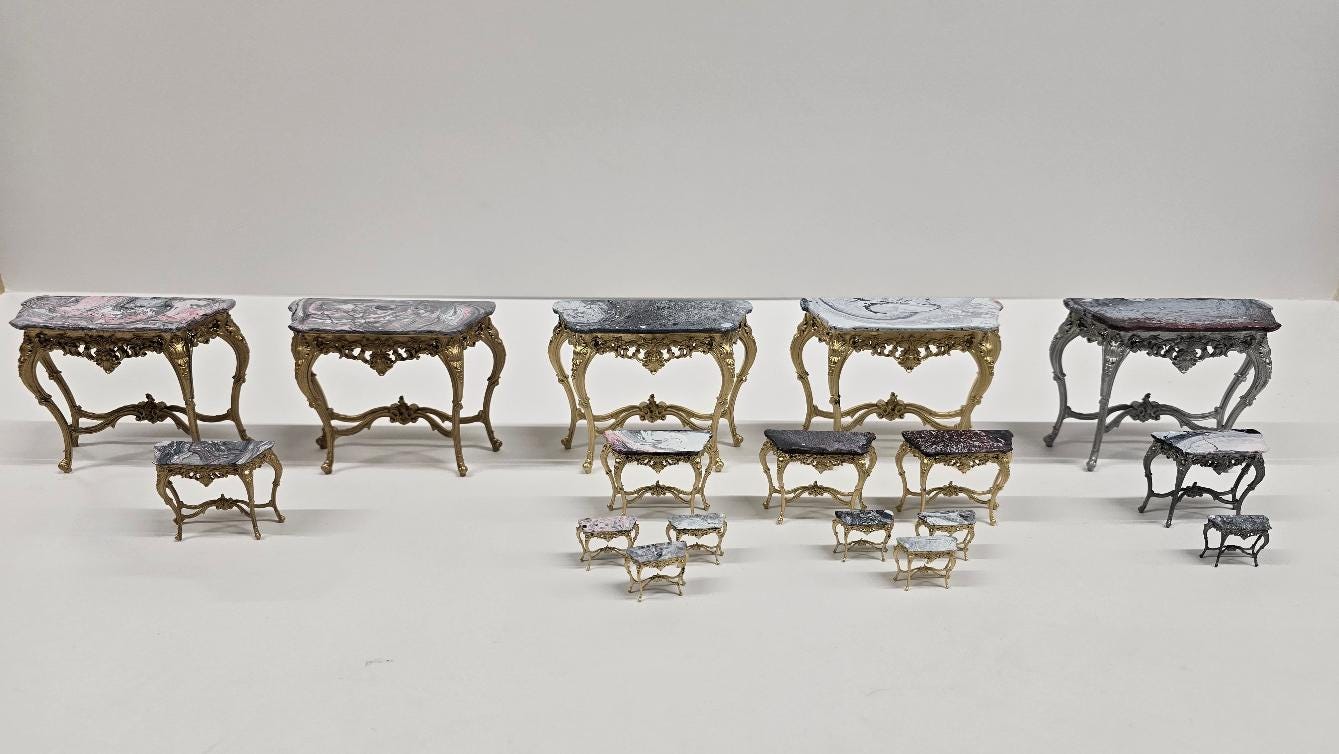 Baroques Side Table - 3D Printed, Miniature, Unpainted