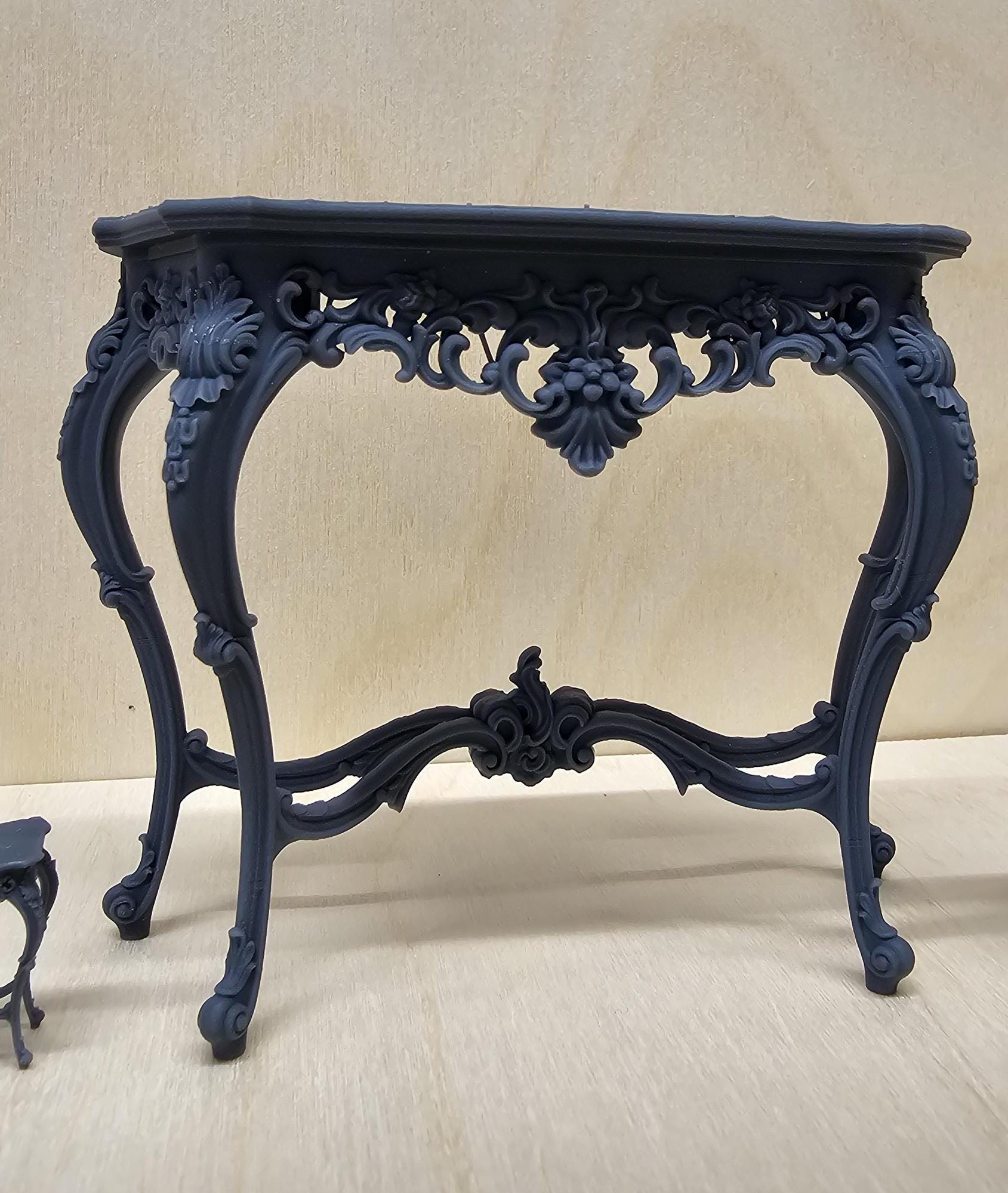Baroques Side Table - 3D Printed, Miniature, Unpainted
