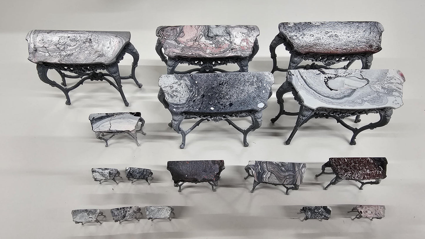 Baroques Side Table - 3D Printed, Miniature, Unpainted