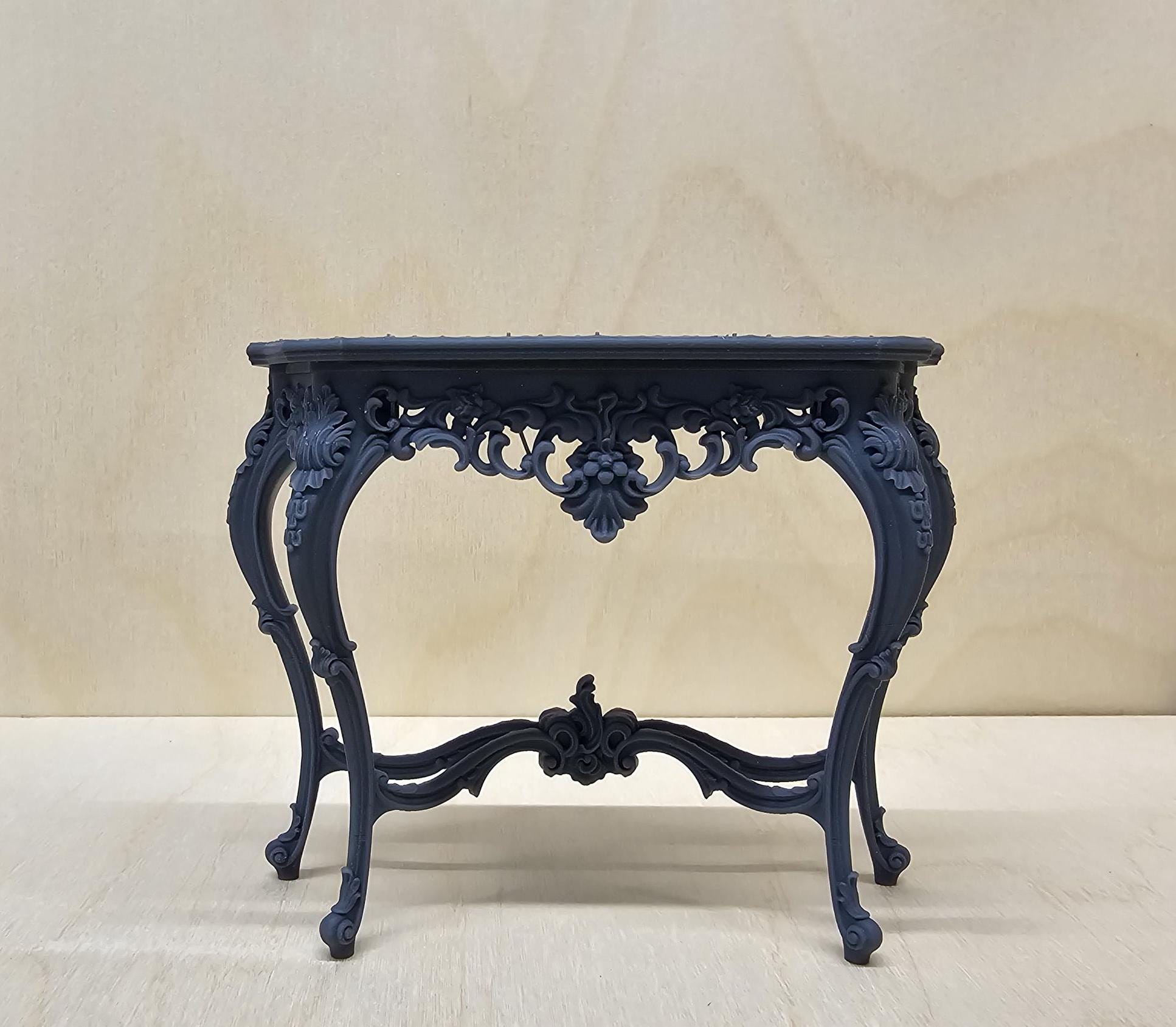 Baroques Side Table - 3D Printed, Miniature, Unpainted
