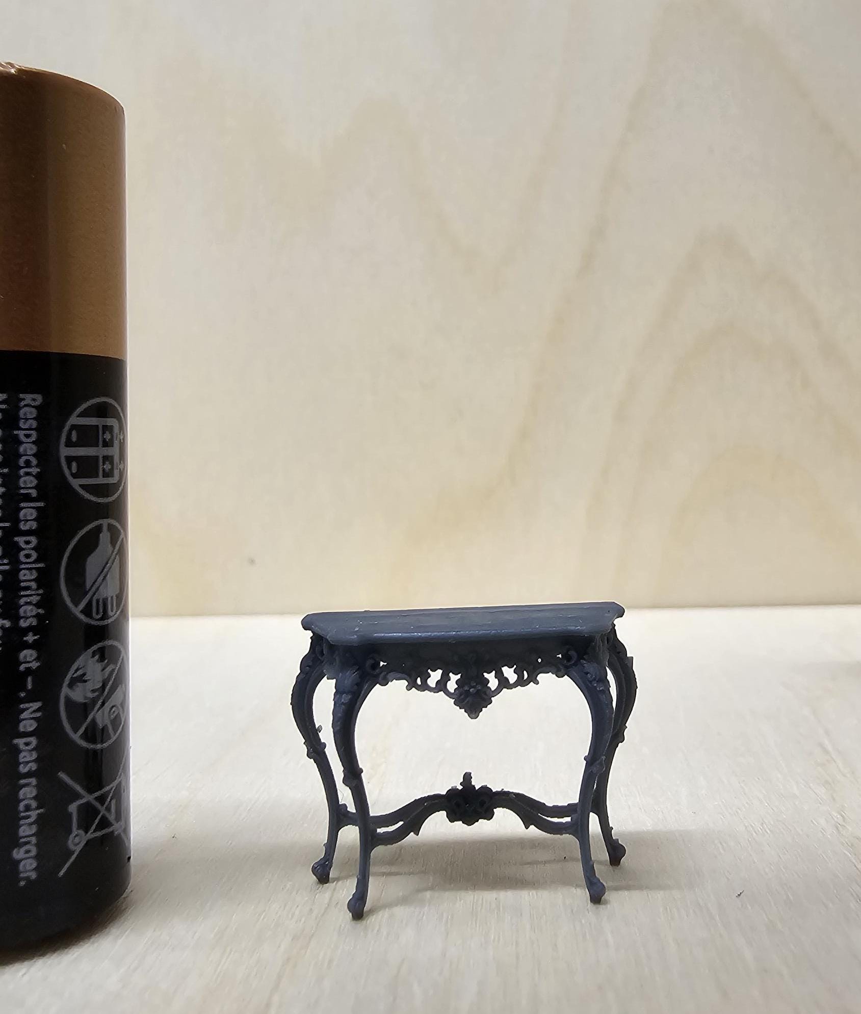 Baroques Side Table - 3D Printed, Miniature, Unpainted