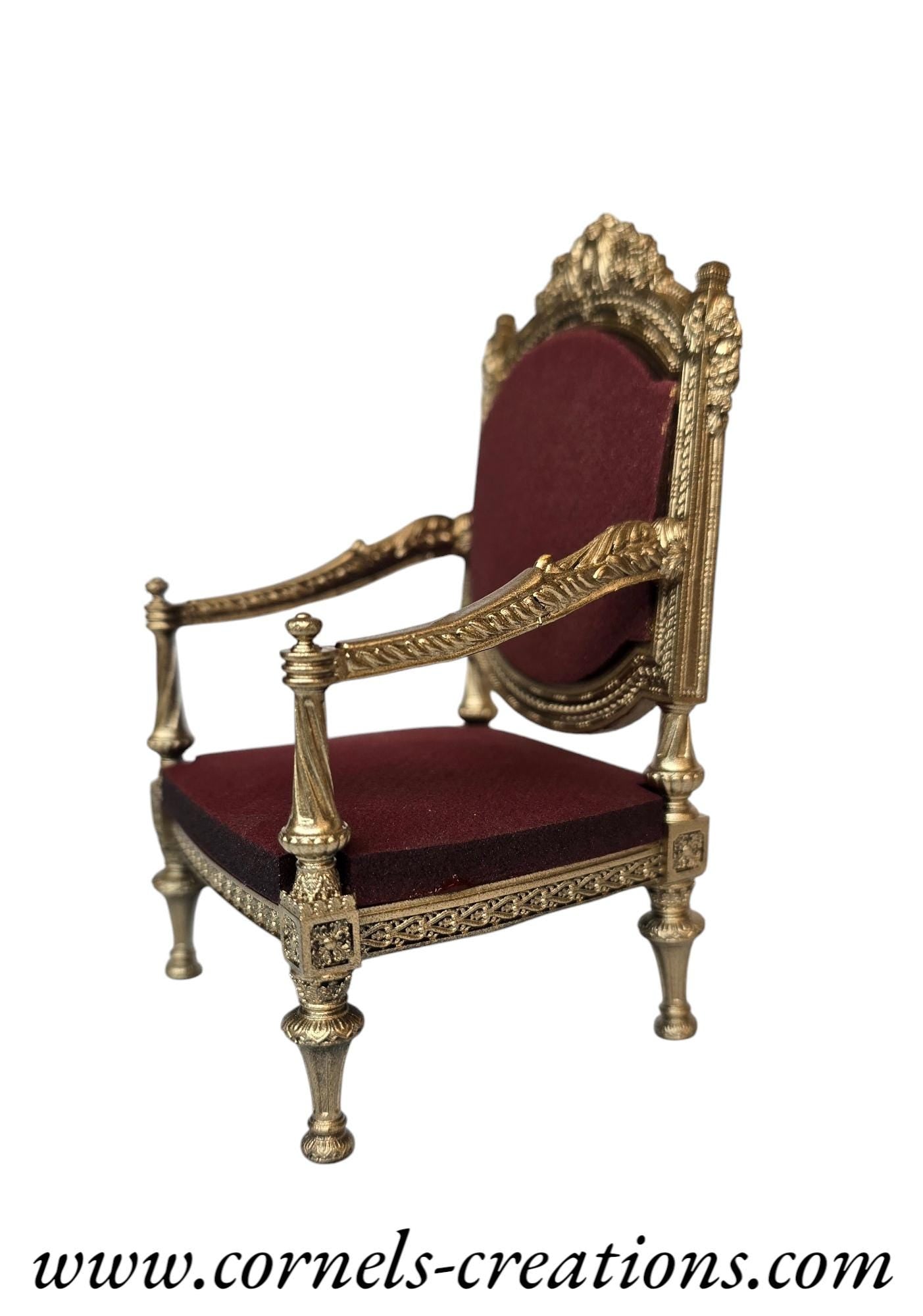 Baroque Rococo Armchair - 3D Printed, Miniature, Unpainted for Dollhouses