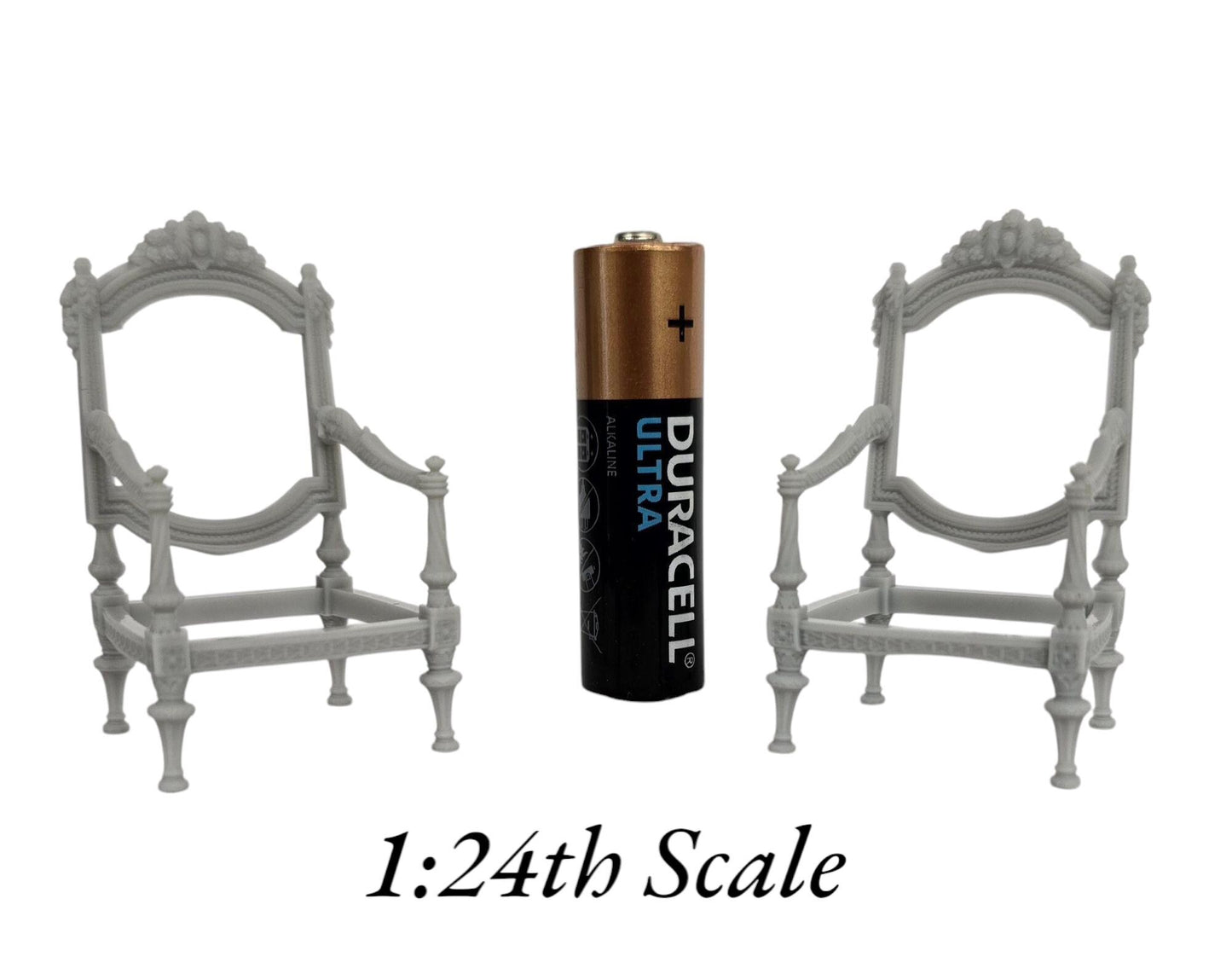 Baroque Rococo Armchair - 3D Printed, Miniature, Unpainted for Dollhouses