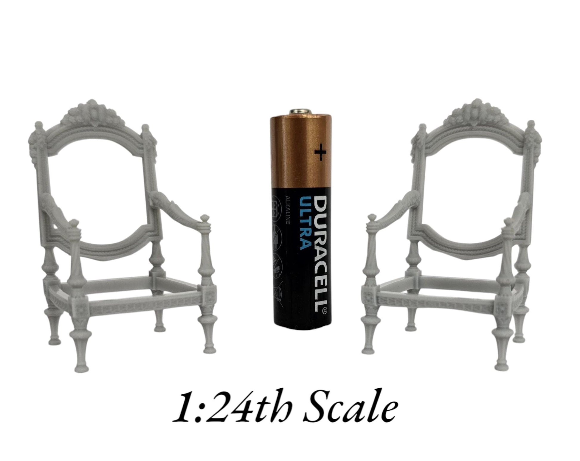 Baroque Rococo Armchair - 3D Printed, Miniature, Unpainted for Dollhouses