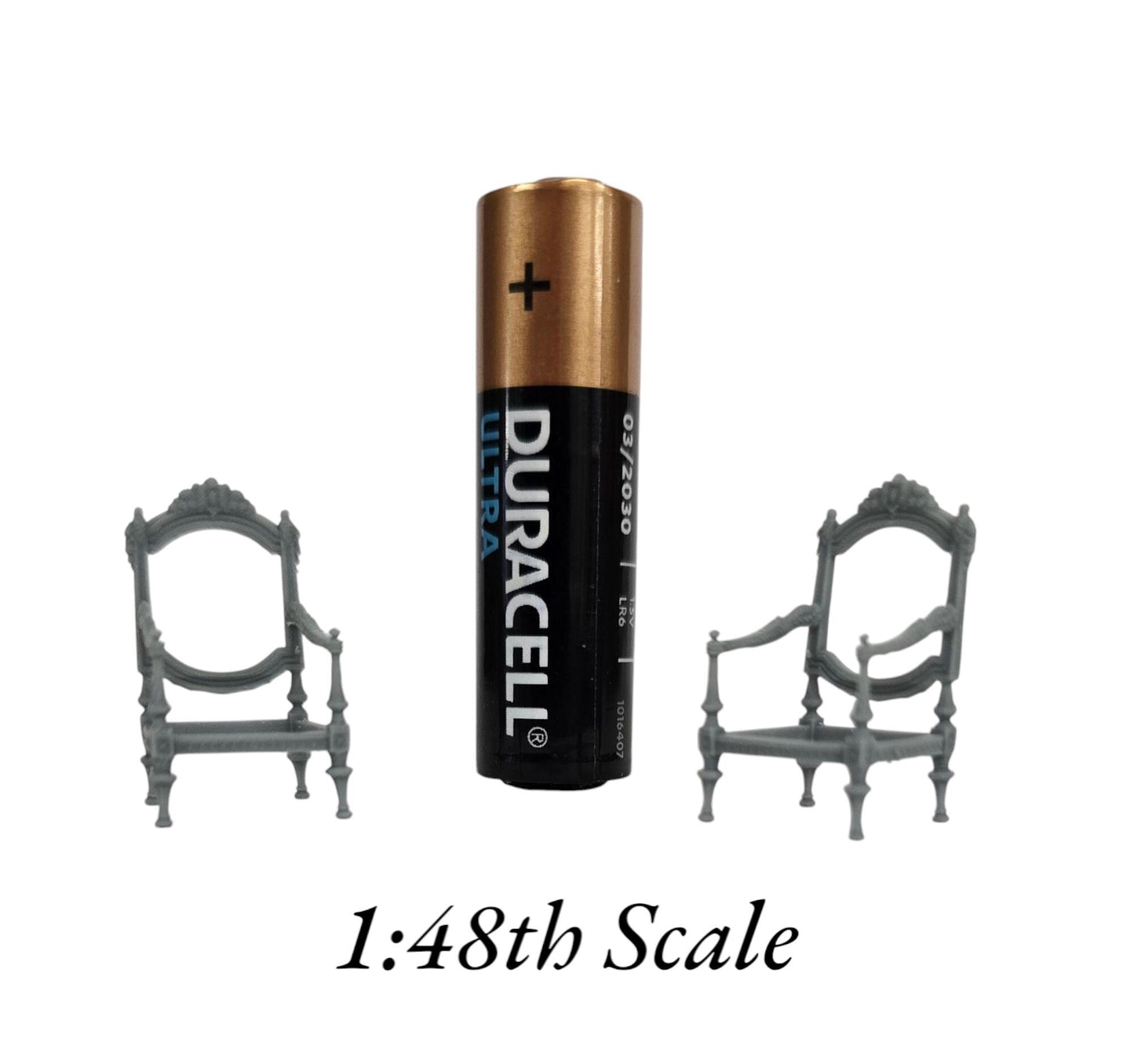 Baroque Rococo Armchair - 3D Printed, Miniature, Unpainted for Dollhouses