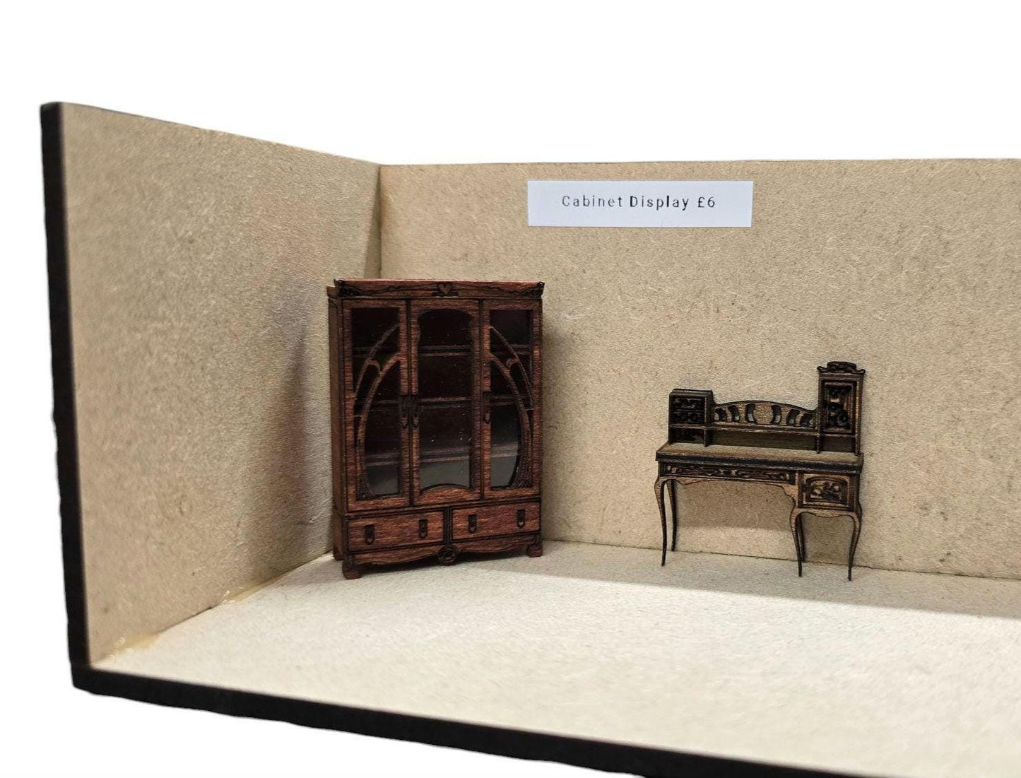 Art Nouveau Display Cabinet Kit 1:48th Scale for dollhouses, miniature houses