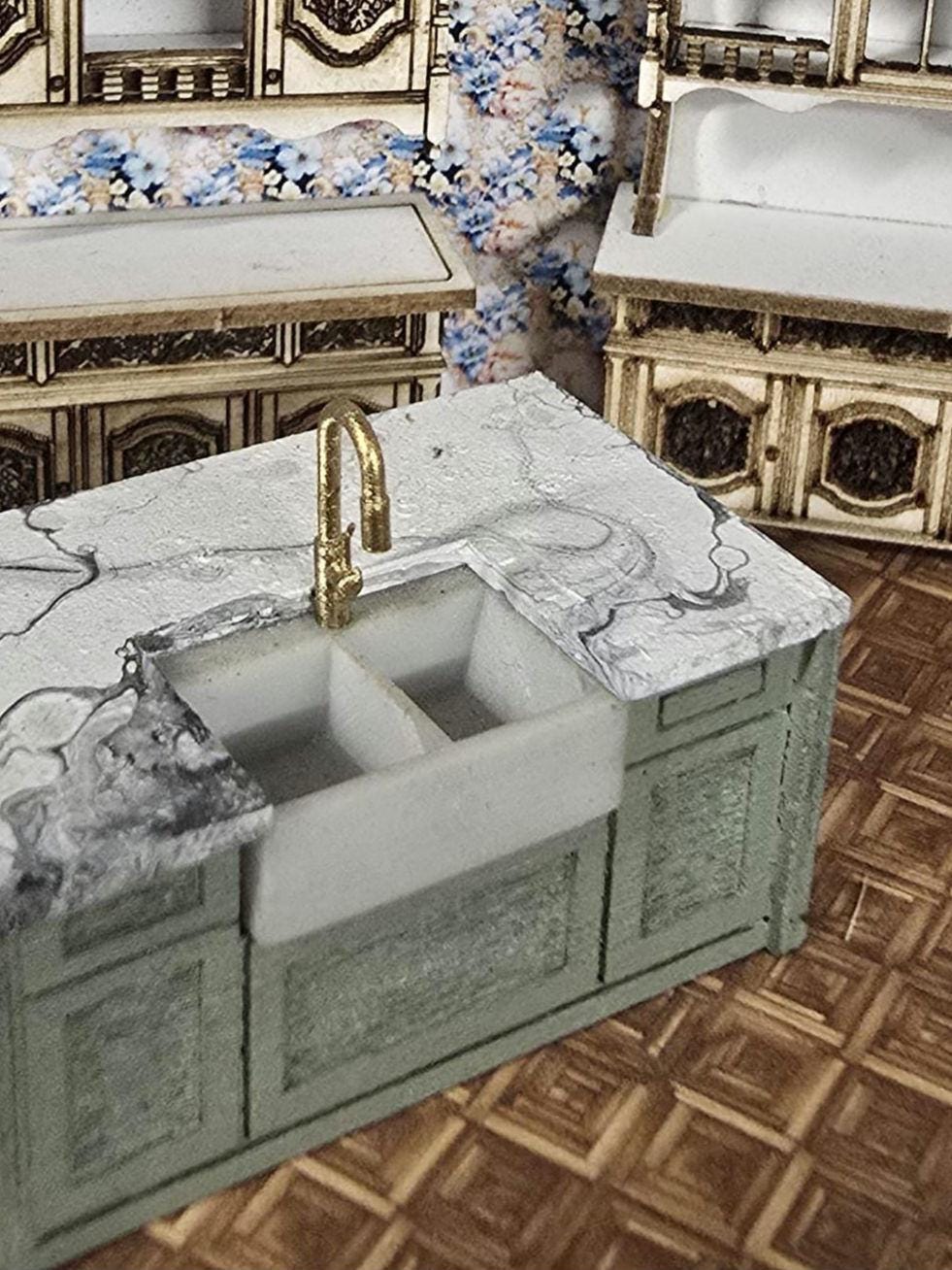 Belfast Sink - 3D Printed, Miniature, Unpainted, Kitchen Sink 1;48th & 1;24th scale