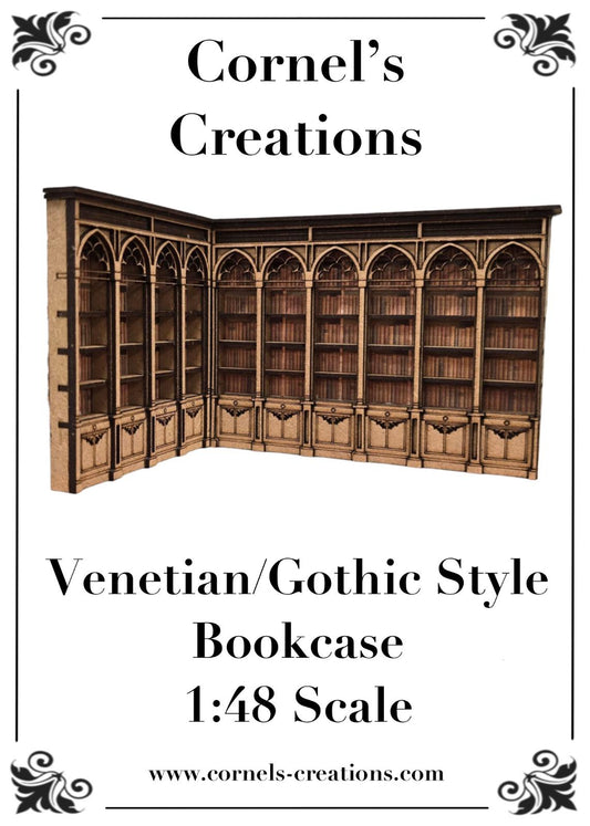 Venetian/ Gothic Bookcase Kit in 1:48th scale . Miniature