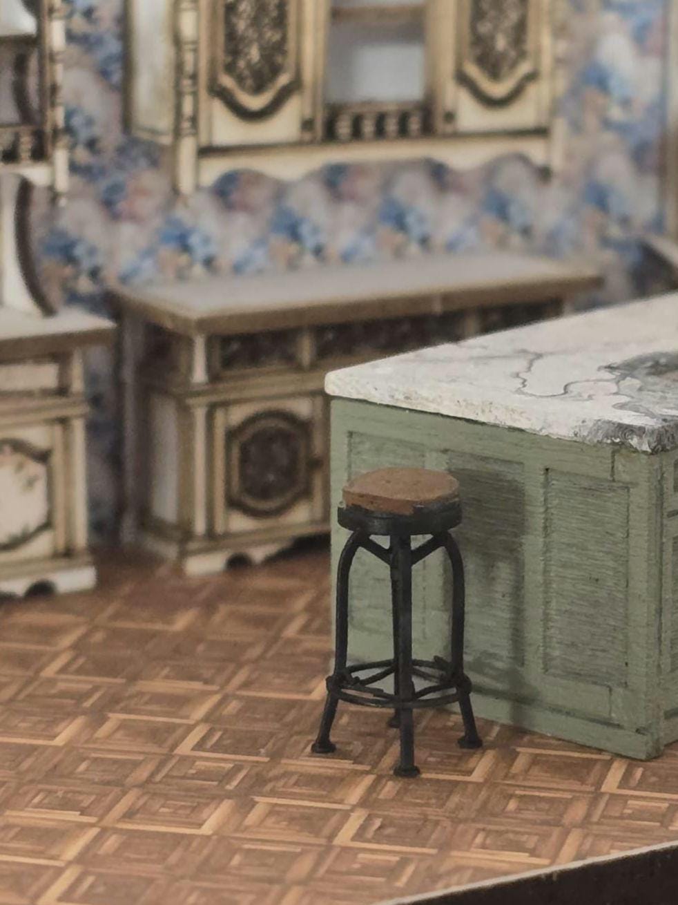 Miniature Stools, Set of 2 in 1;48th Scale, Unpainted, 3 printed, Kitchen Stools, Bar Stools