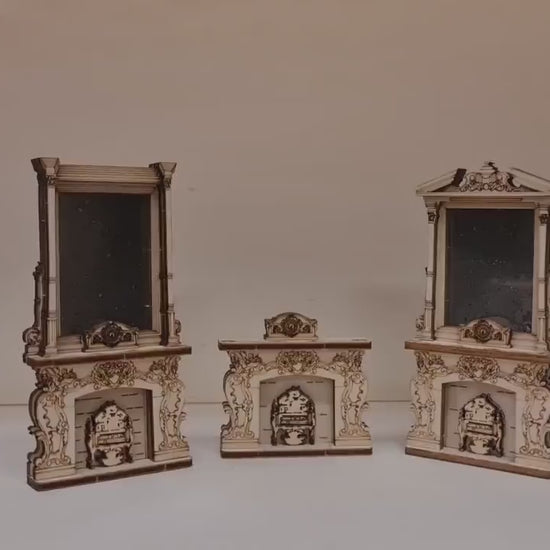 Baroque Fireplace set of 3- Kit , 1:24th scale ,Miniature furniture