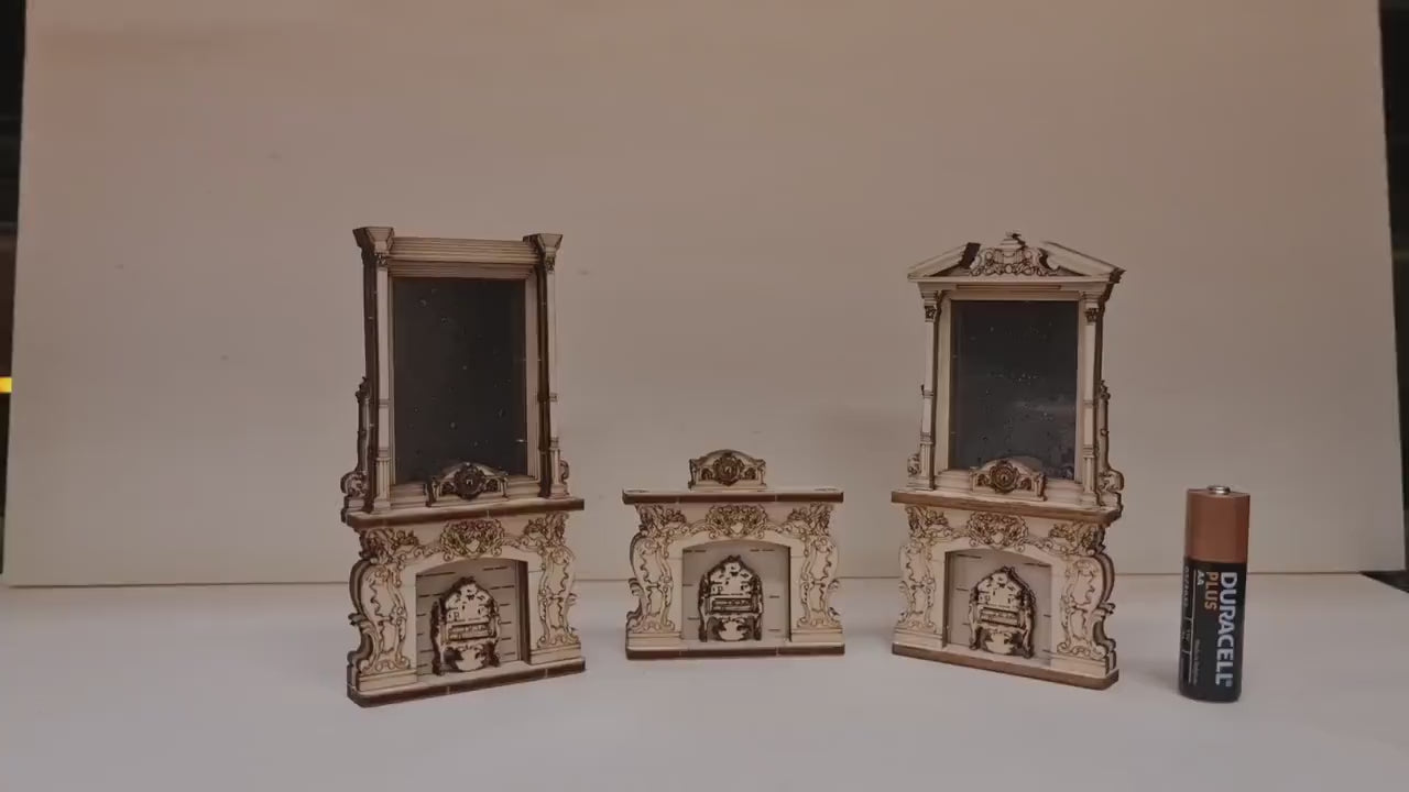 Baroque Fireplace set of 3- Kit , 1:24th scale ,Miniature furniture