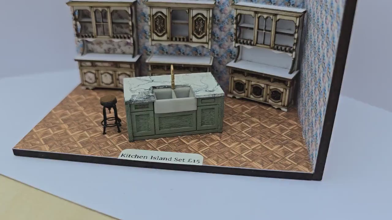 Kitchen Island Kit 1:48th Scale for dollhouses, miniature houses