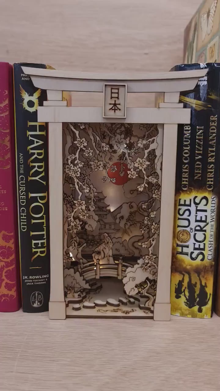 Book Nook / Diorama - Japanese Book Nook Kit/ Bookshelf insert/ Bookend Puzzle | Cornel73