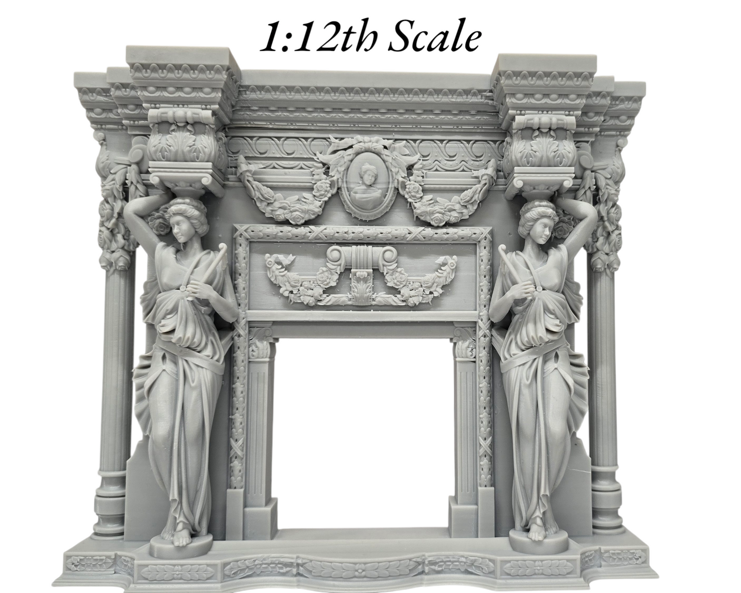 Baroque Fireplace 3D Printed in 1:12th scale, Dollhouse, Miniature