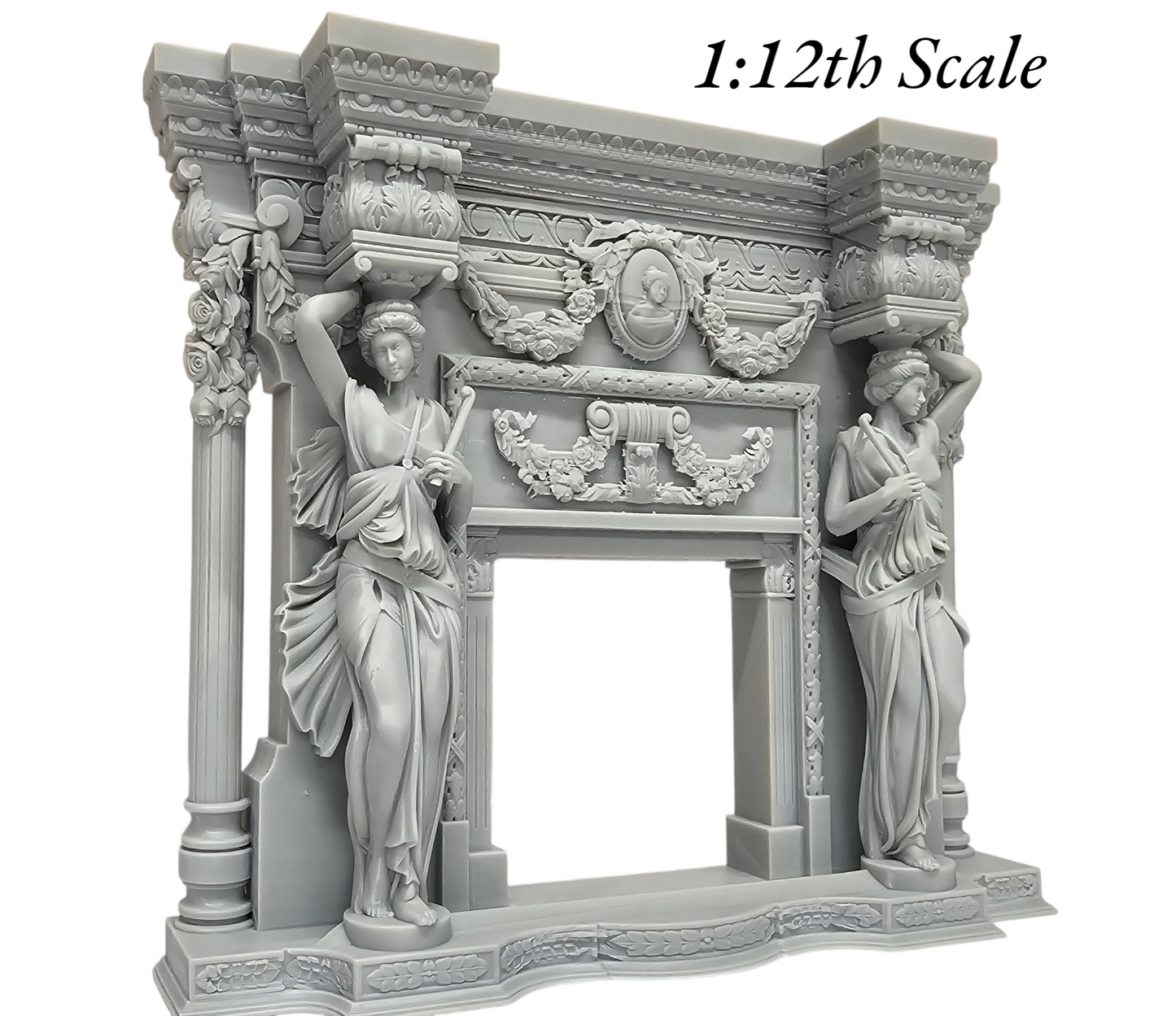 Baroque Fireplace 3D Printed in 1:12th scale, Dollhouse, Miniature