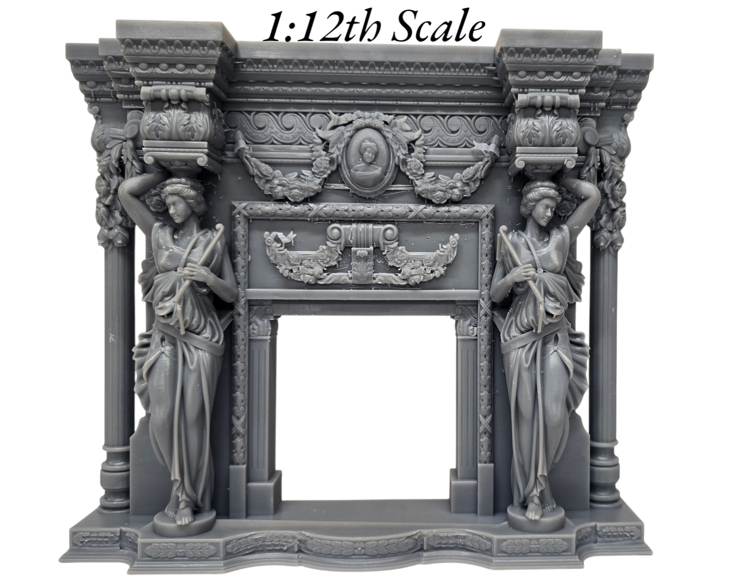 Baroque Fireplace 3D Printed in 1:12th scale, Dollhouse, Miniature