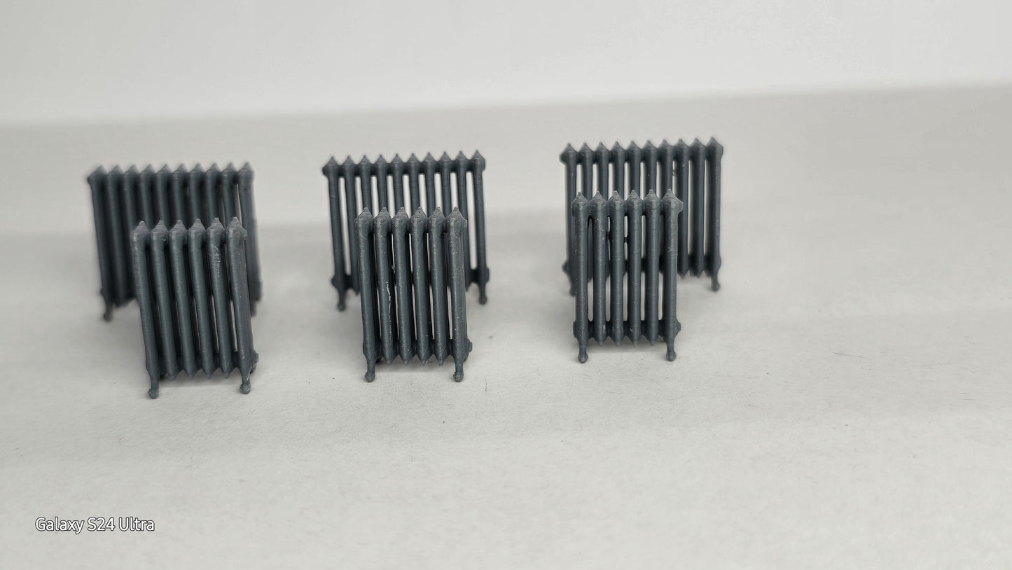 Cast Iron Radiators - 3D printed- Bundle , Victorian/Parisian style , 1;48th scale