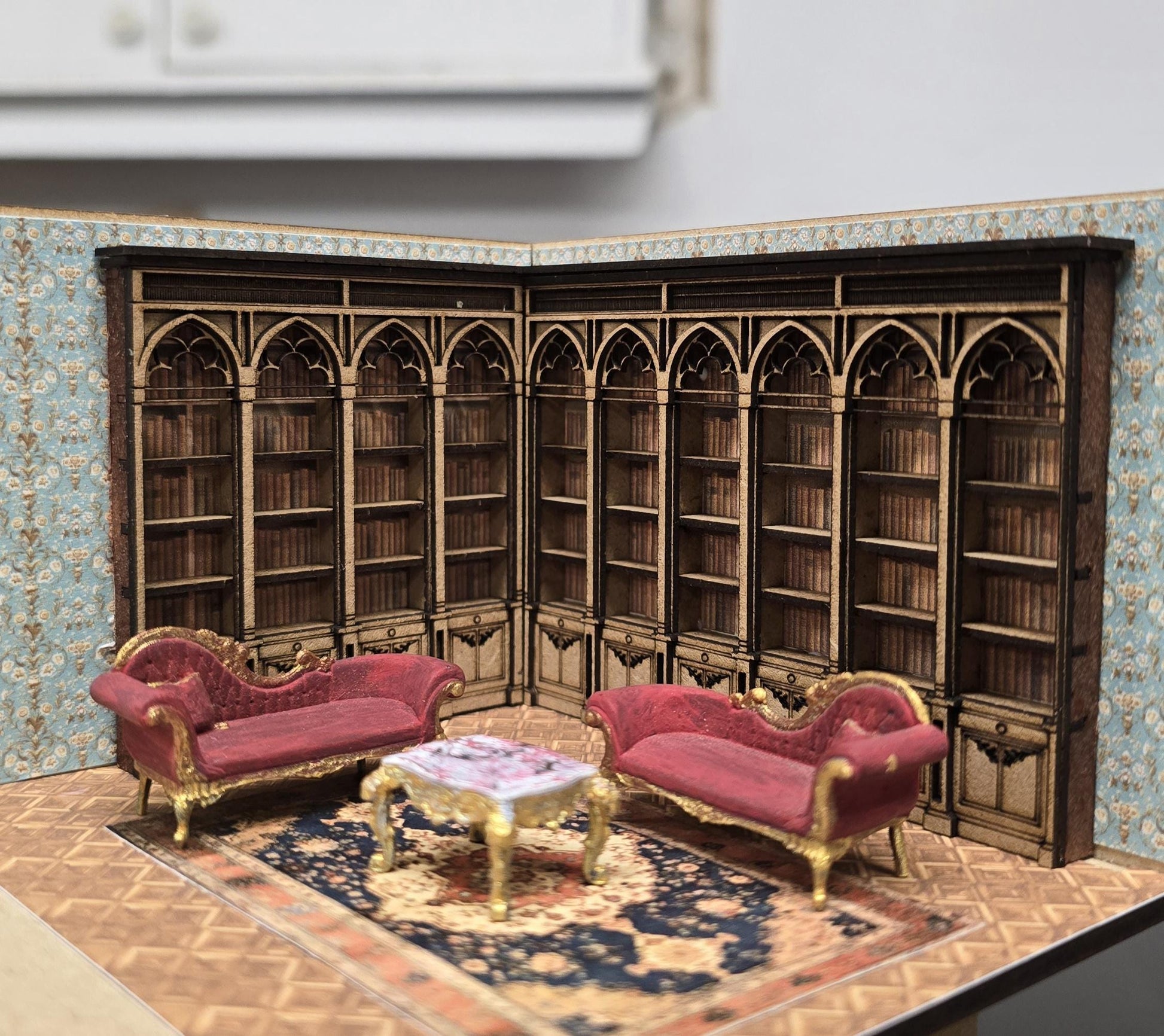 Venetian/ Gothic Bookcase Kit in 1:48th scale . Miniature