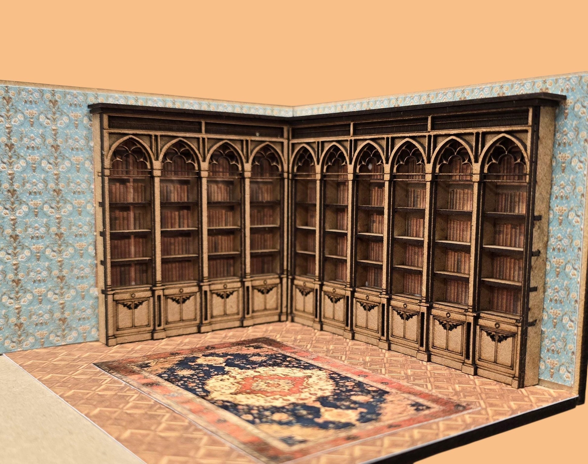 Venetian/ Gothic Bookcase Kit in 1:48th scale . Miniature