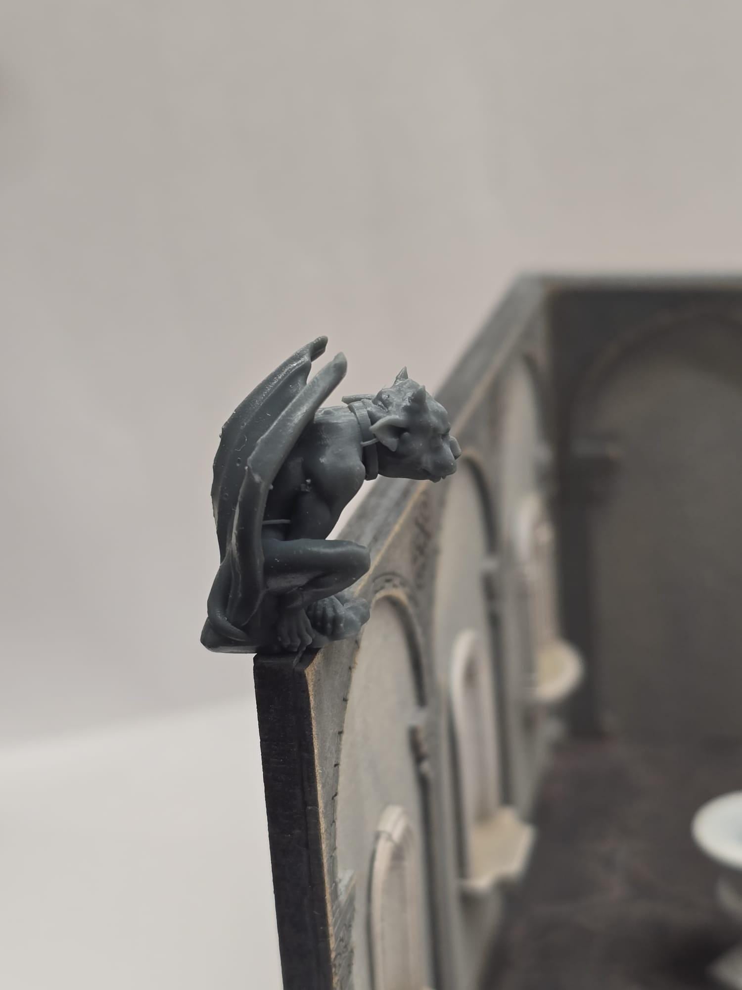 Gargoyle Statue, 3D Printed Miniature, Unpainted 1;24 & 1;48th