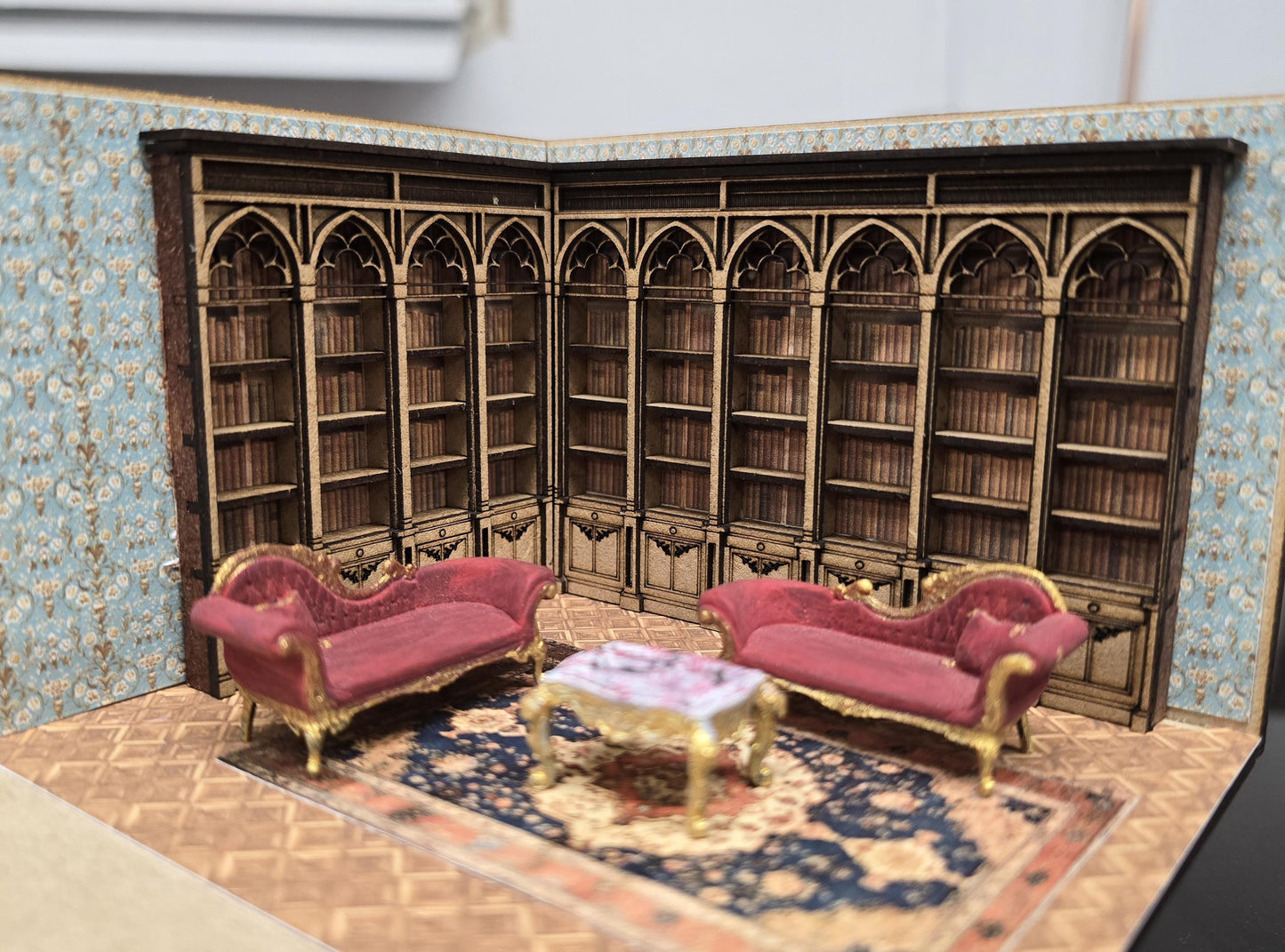 Venetian/ Gothic Bookcase Kit in 1:48th scale . Miniature