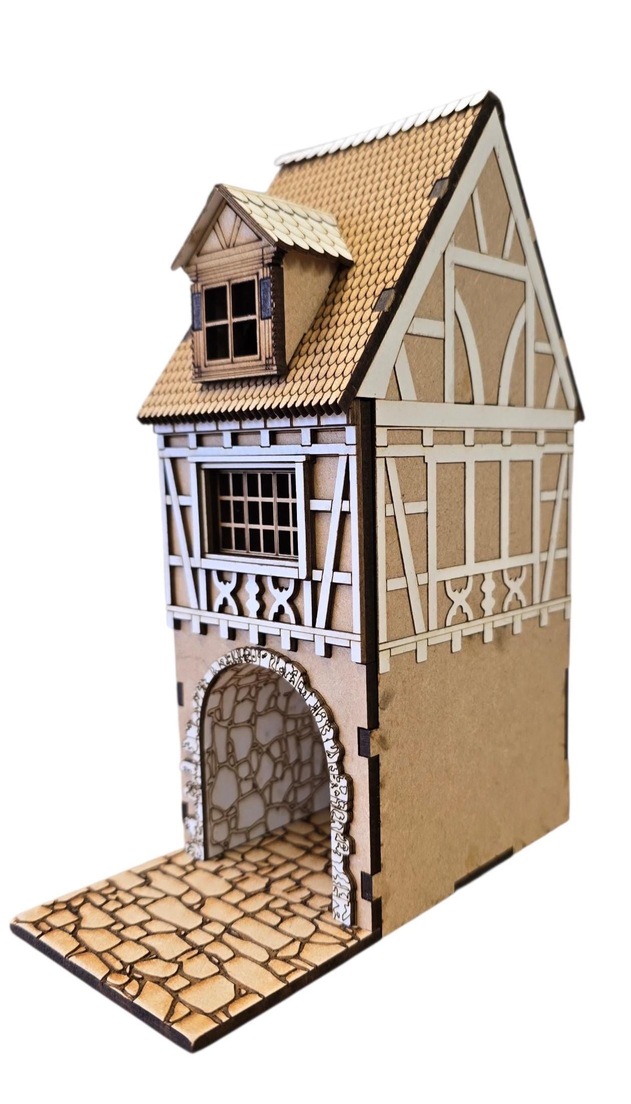 DOLLHOUSE , Miniature kit model "Maison Passage", Timber frame house style kit , 1;48th scale