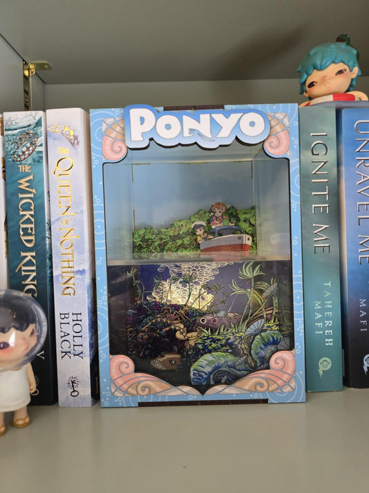 Ponyo Book Nook Kit - UV Printed, DIY Miniature Diorama | Animated Film Inspired