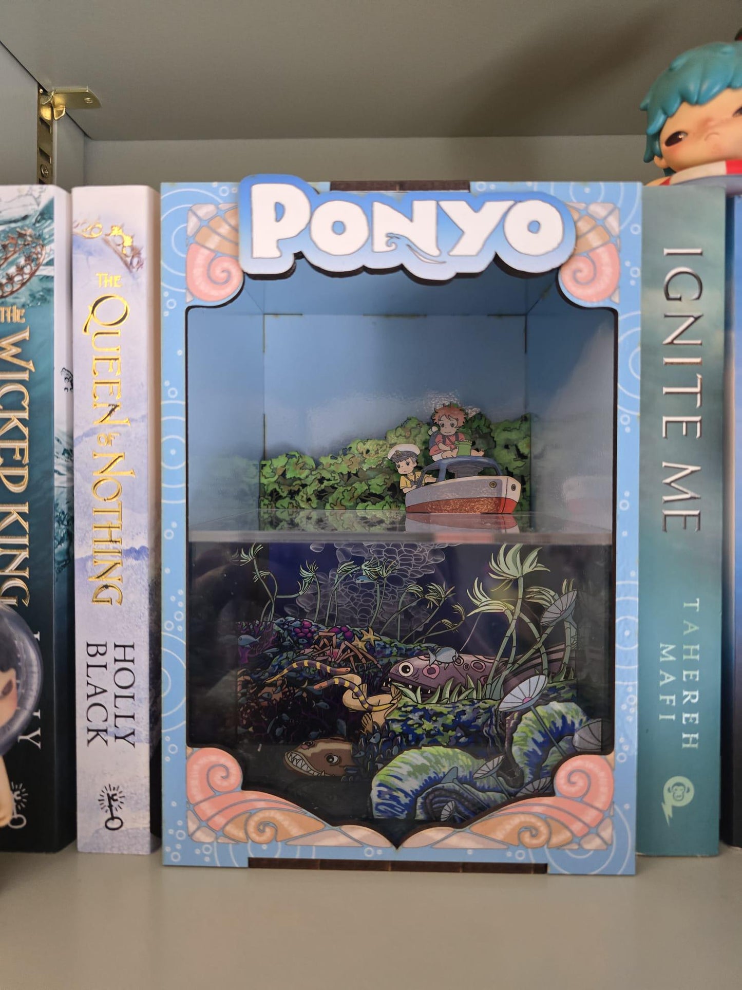 Ponyo Book Nook Kit - UV Printed, DIY Miniature Diorama | Animated Film Inspired