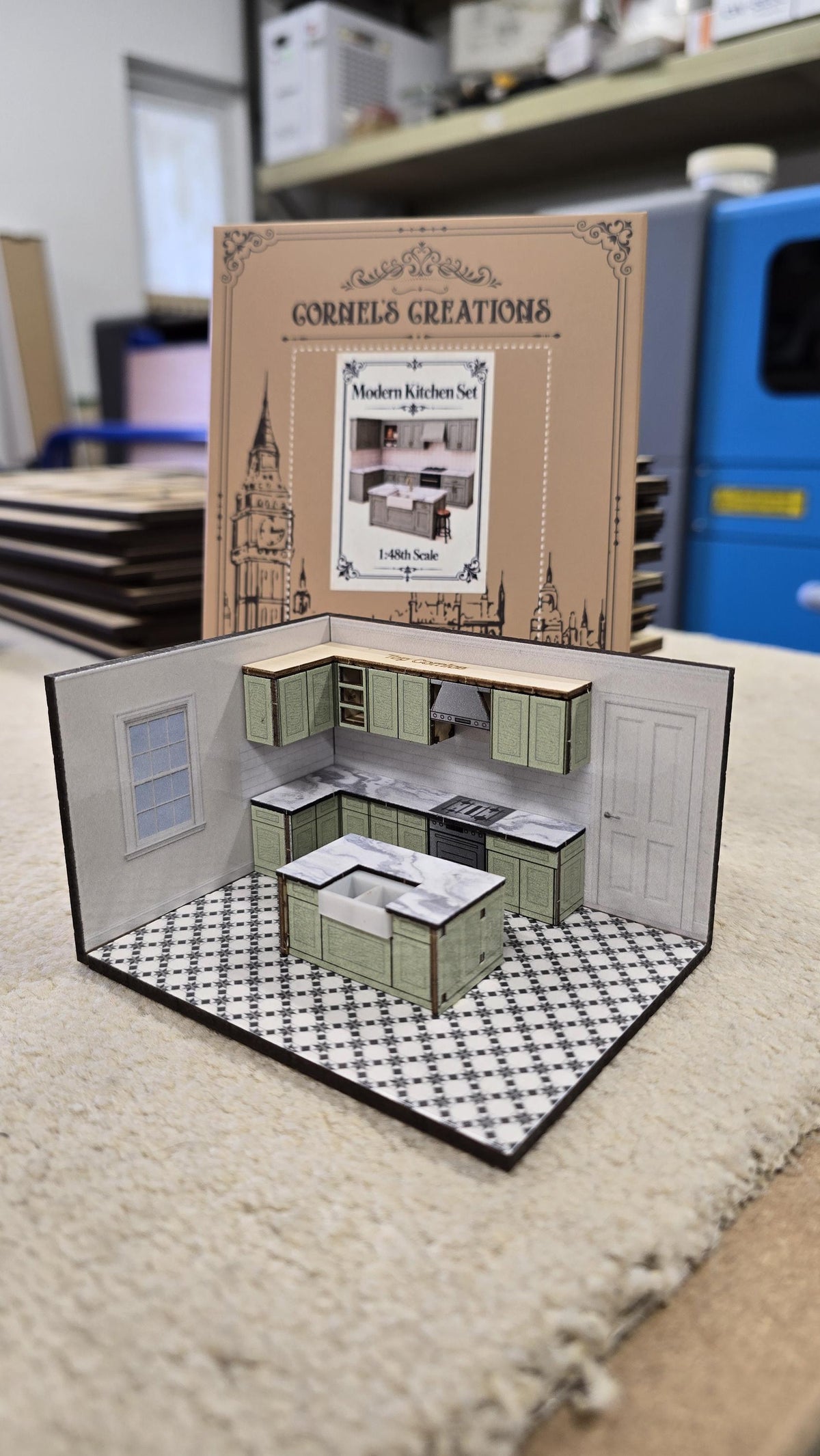 Modern Kitchen Kit 1:48th Scale for dollhouses, miniature houses