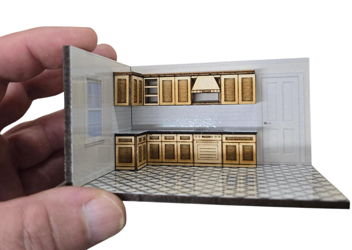 Modern Kitchen Kit 1:48th Scale for dollhouses, miniature houses