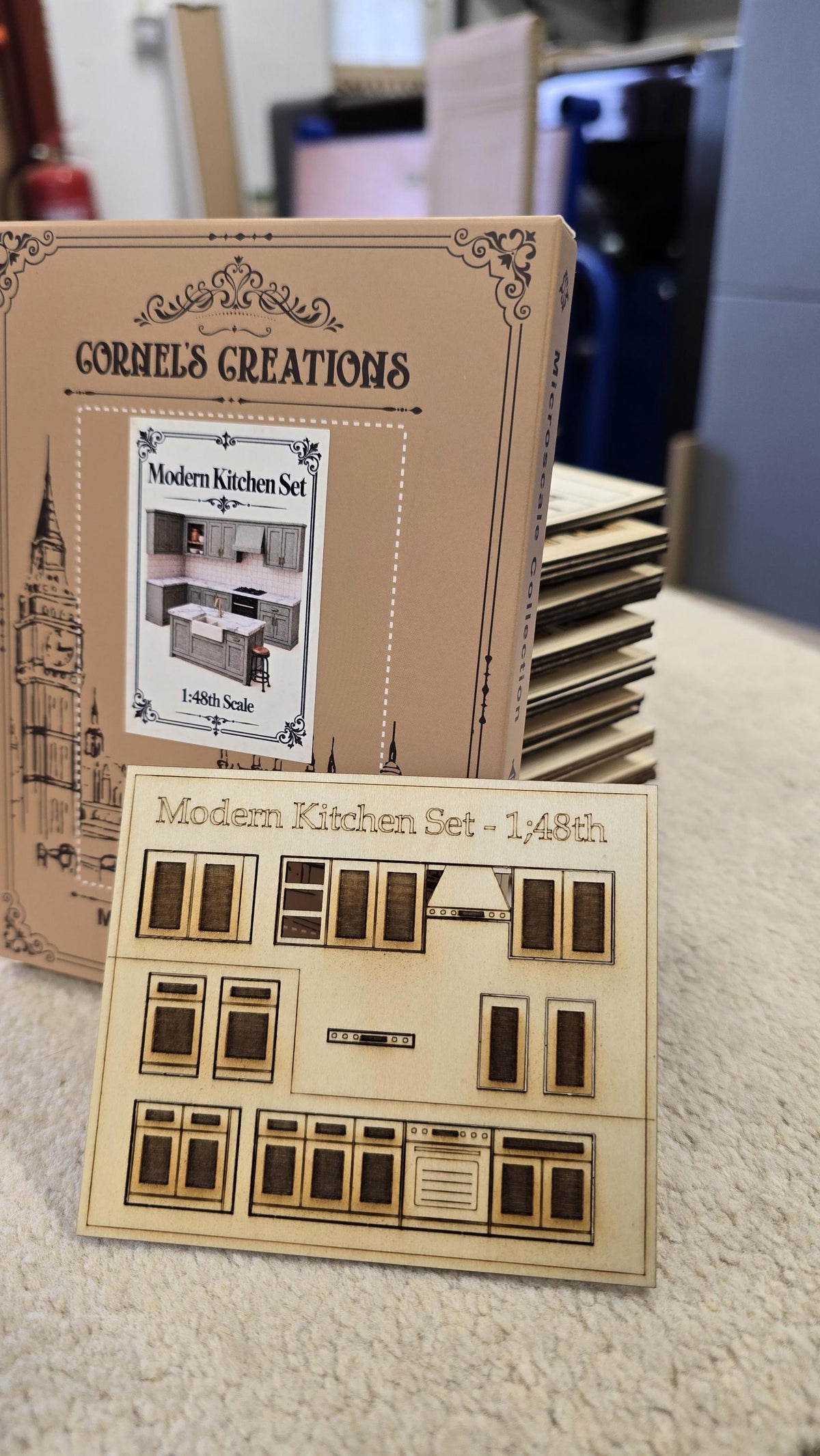 Modern Kitchen Kit 1:48th Scale for dollhouses, miniature houses