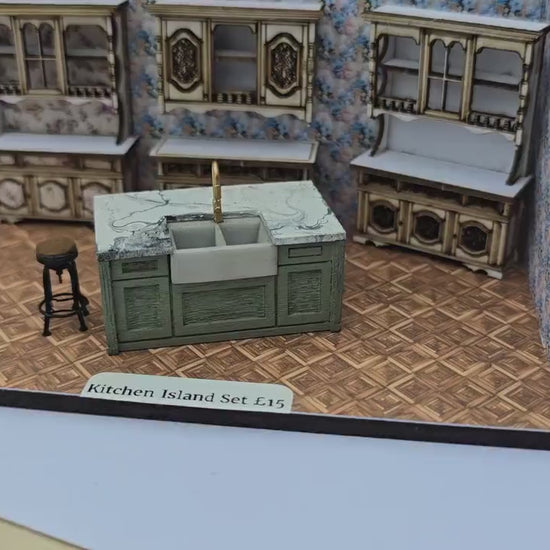 Kitchen Island Kit 1:48th Scale for dollhouses, miniature houses