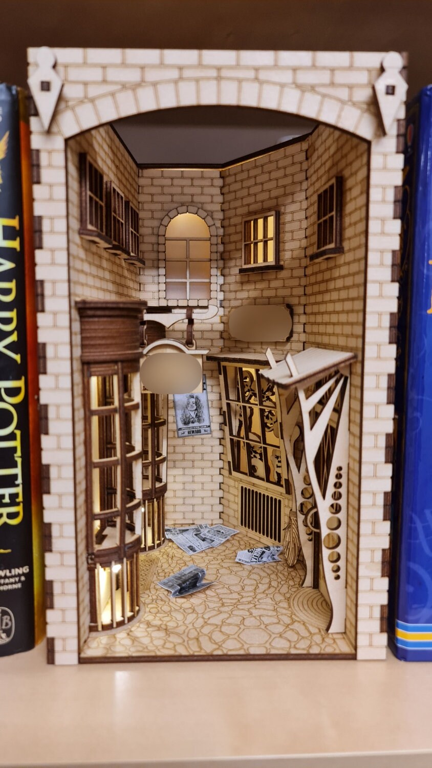 Wizard's Alley Book Nook Kit/ Diorama - Bookshelf End - Wooden 3D Puzzle | Cornel73